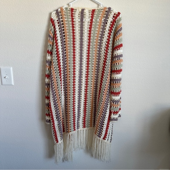 NWOT POL anthropologie crochet knit fringe boho midi cardigan sweater - Picture 6 of 6